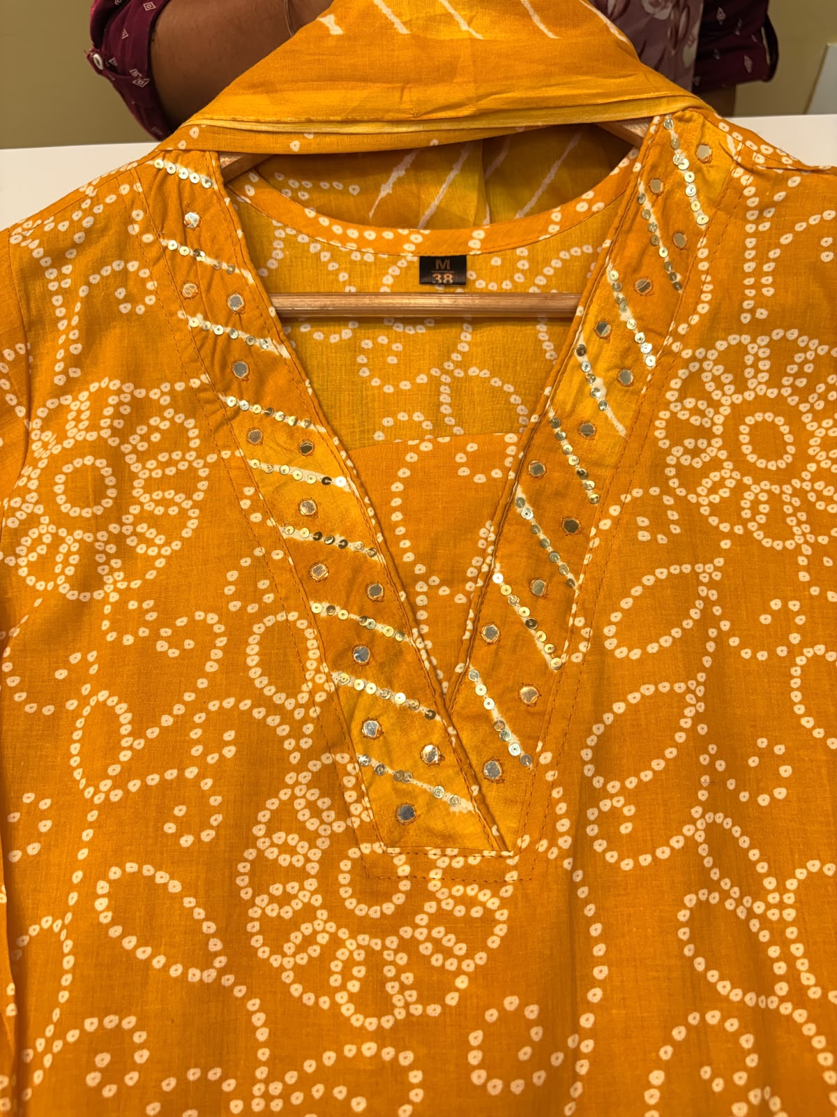 Traditional Yellow Bandhej Print 3-Piece Kurta Set (Ds. No - PCC1071)