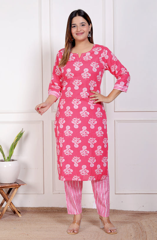 Cotton Kurti Pant Set in bright and attractive colors.