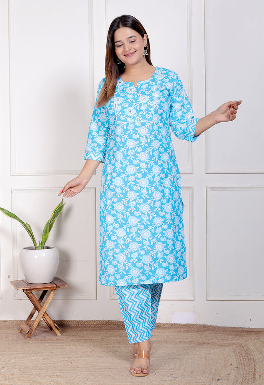 Cotton Kurti Pant Set in bright and attractive colors.