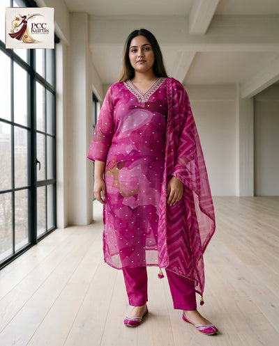 PRINTED CHANDERI 3 PIECE SET (Ds. No - PCC1003)