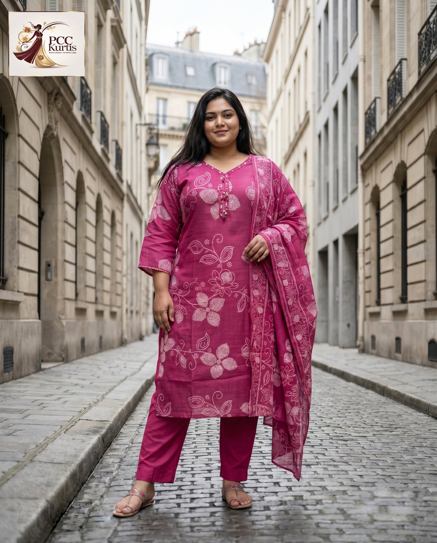 PINK VATICAN KURTI SET (Ds.No - PCC1010)