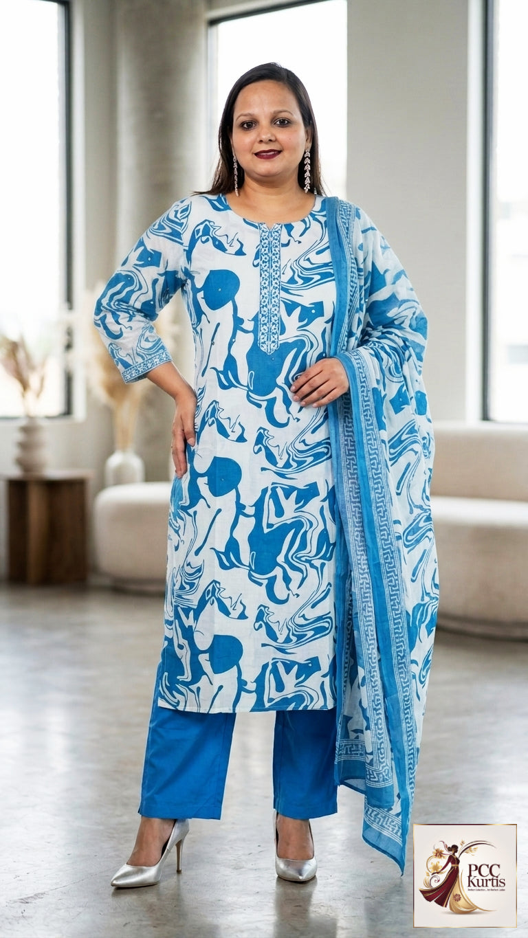 PURE COTTON KURTI SET FOR CASUAL WEAR (Ds. No - PCC1015)
