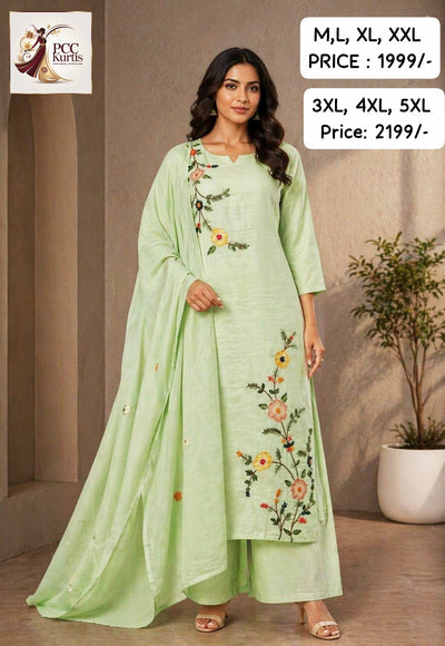 PASTEL GREEN MUL COTTON SET (Ds. No - PCC1019)