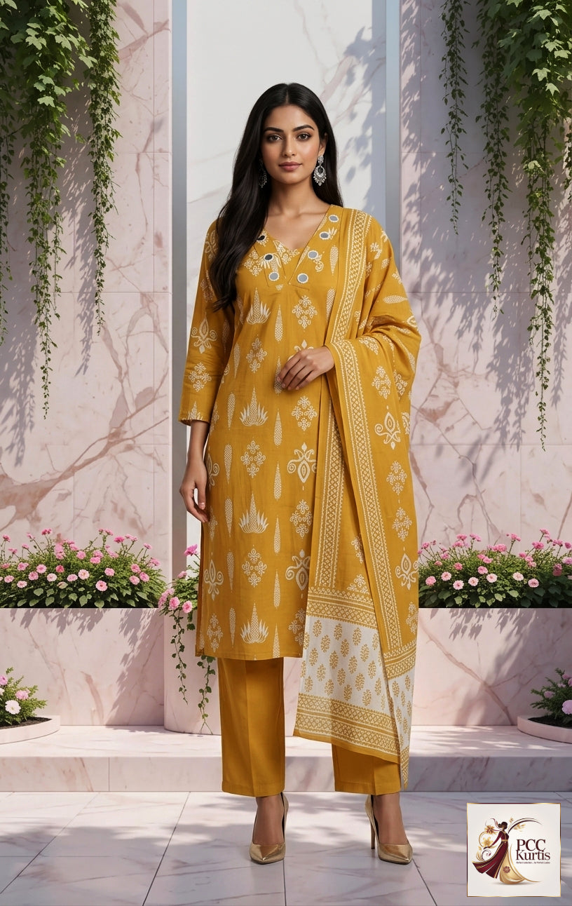 3 PIECE GREEN KURTI SET (Ds. No - PCC1027)