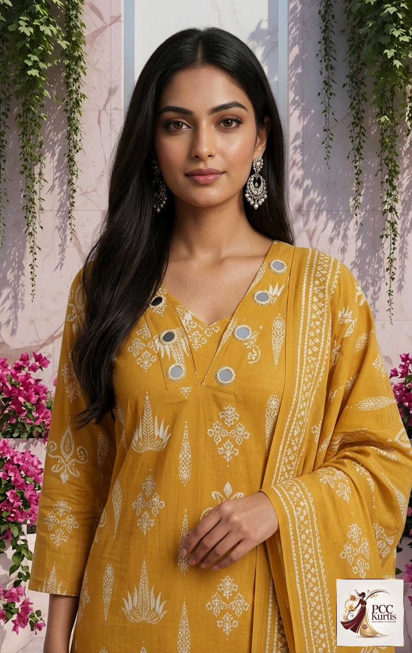 3 PIECE GREEN KURTI SET (Ds. No - PCC1027)