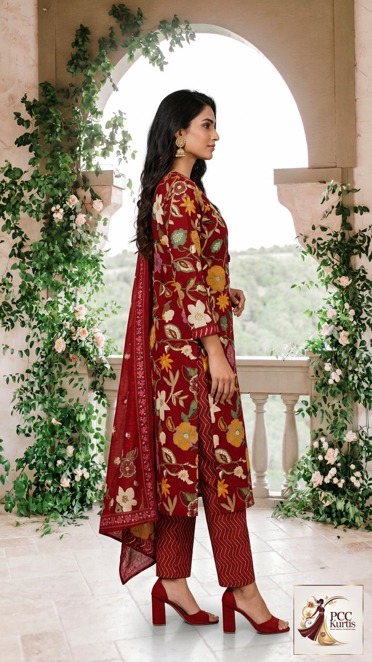 FLORAL PRINT KURTI SET (Ds. No - PCC1045)