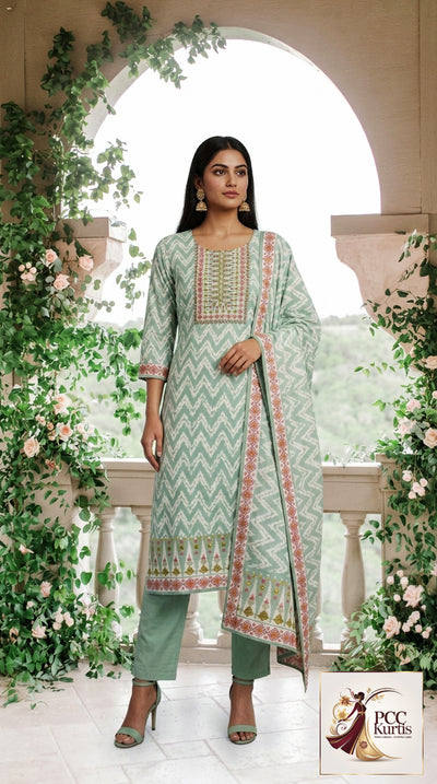 NEW MUSLIN SET WITH COTTON LINING (Ds. No - PCC1046)