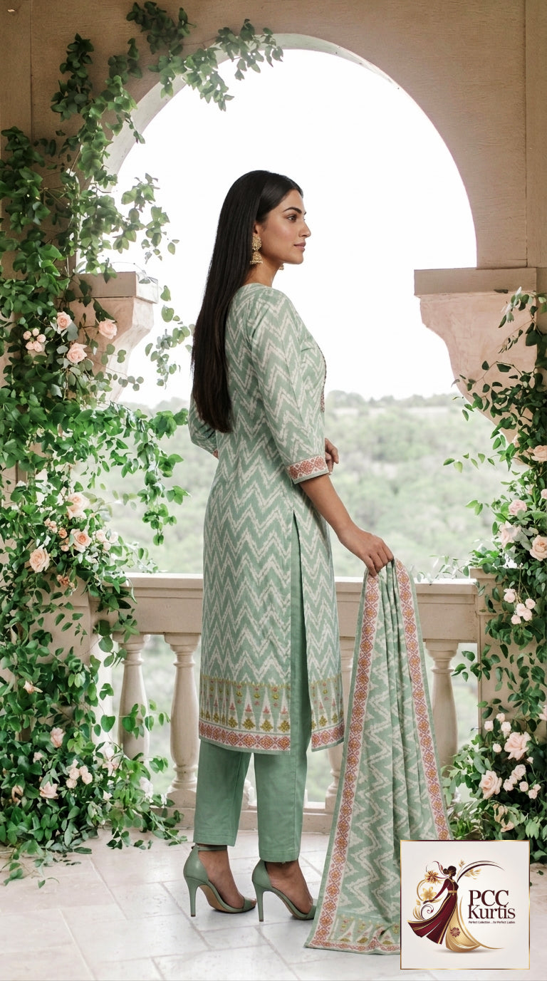 NEW MUSLIN SET WITH COTTON LINING (Ds. No - PCC1046)