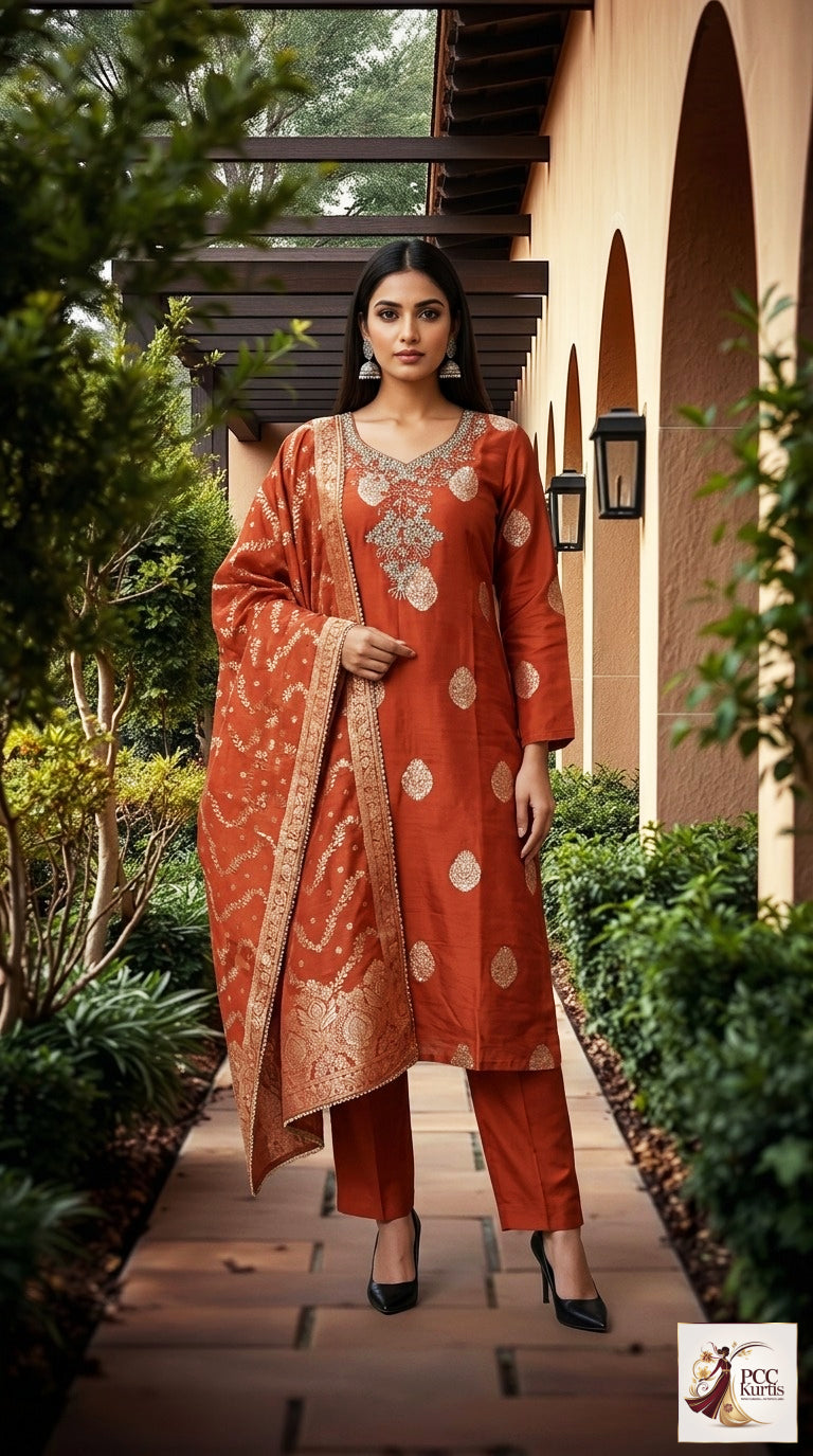 SEMI PARTYWEAR SET IN DOLA (Ds. No - PCC1051)