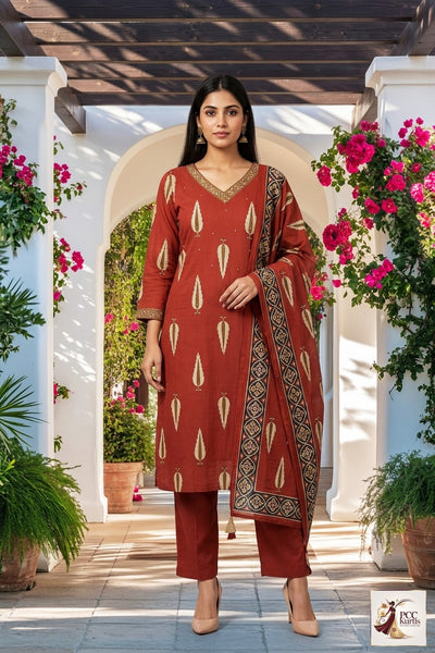 PRINTED KURTI PANT DUPATTA SET (Ds. No - PCC1053)