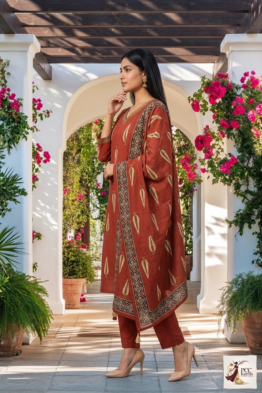 PRINTED KURTI PANT DUPATTA SET (Ds. No - PCC1053)