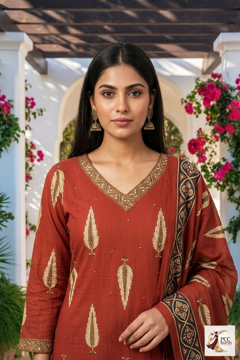 PRINTED KURTI PANT DUPATTA SET (Ds. No - PCC1053)
