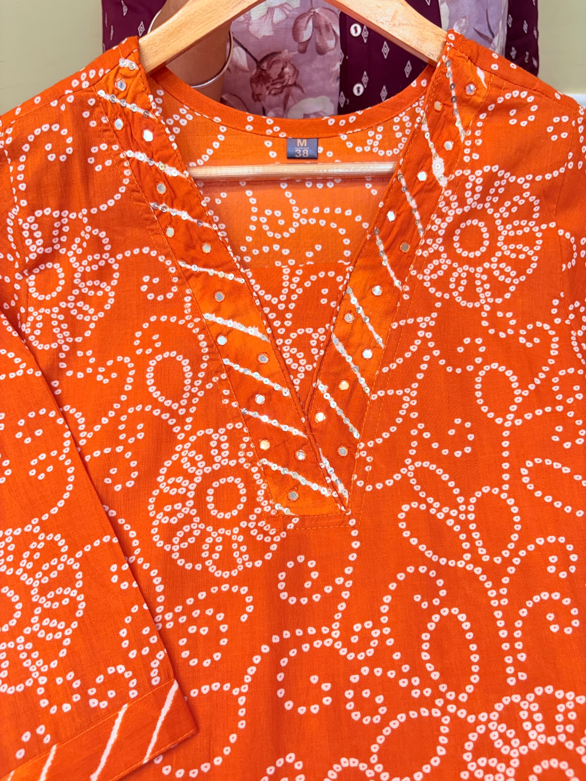 Traditional Orange Bandhej Print 3-Piece Kurta Set (Ds. No - PCC1071)