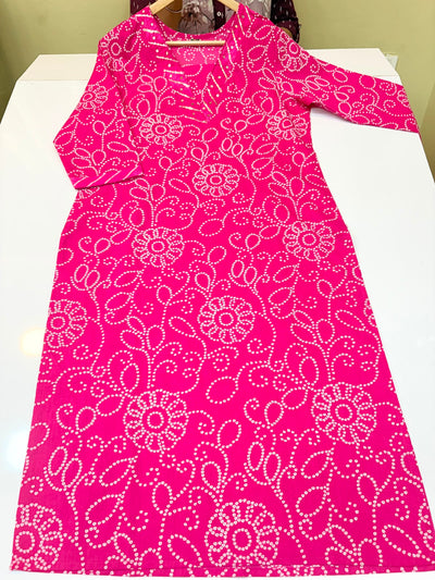 Traditional Pink Bandhej Print 3-Piece Kurta Set (Ds. No - PCC1071)