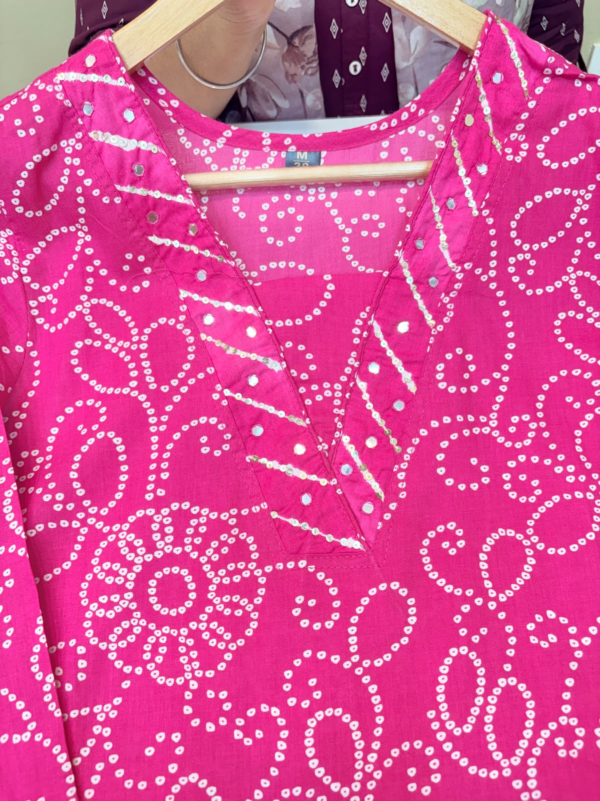 Traditional Pink Bandhej Print 3-Piece Kurta Set (Ds. No - PCC1071)