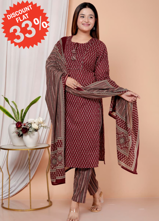 Daily Wear Kurti Set with Pant & Dupatta – Pure Cotton Comfort | Festive Discount
