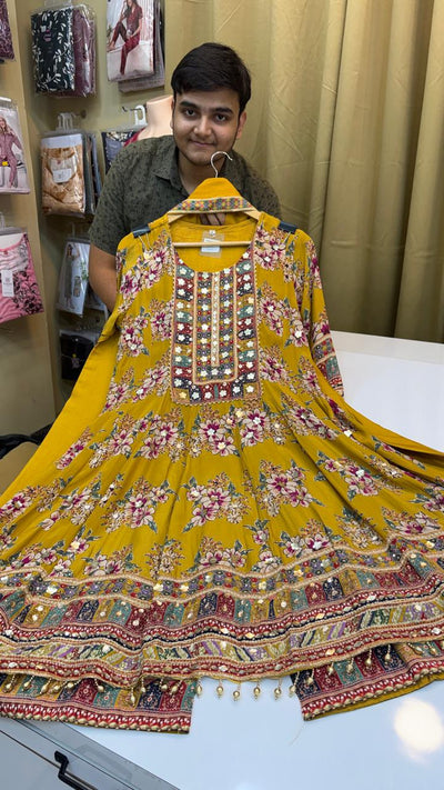 ANARKALI STYLE KURTI SHORT KURTI WITH DEVIDER (Ds. No - PCC1057)