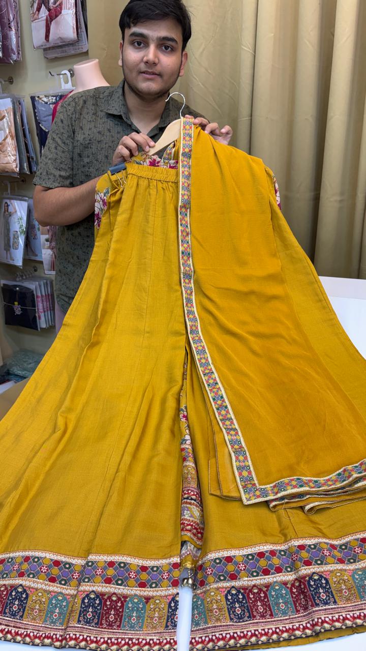 ANARKALI STYLE KURTI SHORT KURTI WITH DEVIDER (Ds. No - PCC1057)