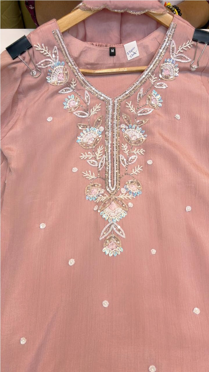PASTEL PINK SET WITH KATHDANA WORK (Ds. No - PCC1062)