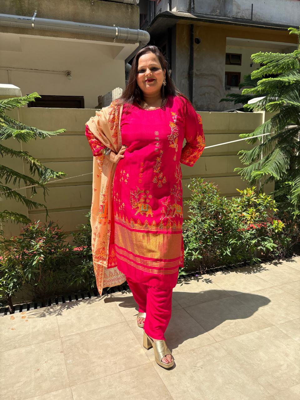 ELEGANT RANI PINK SUIT SET (Ds. No - PCC1064)