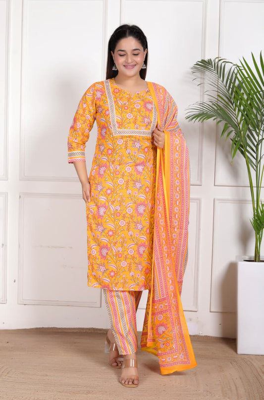 Kurti Pant Dupatta Set For Summers