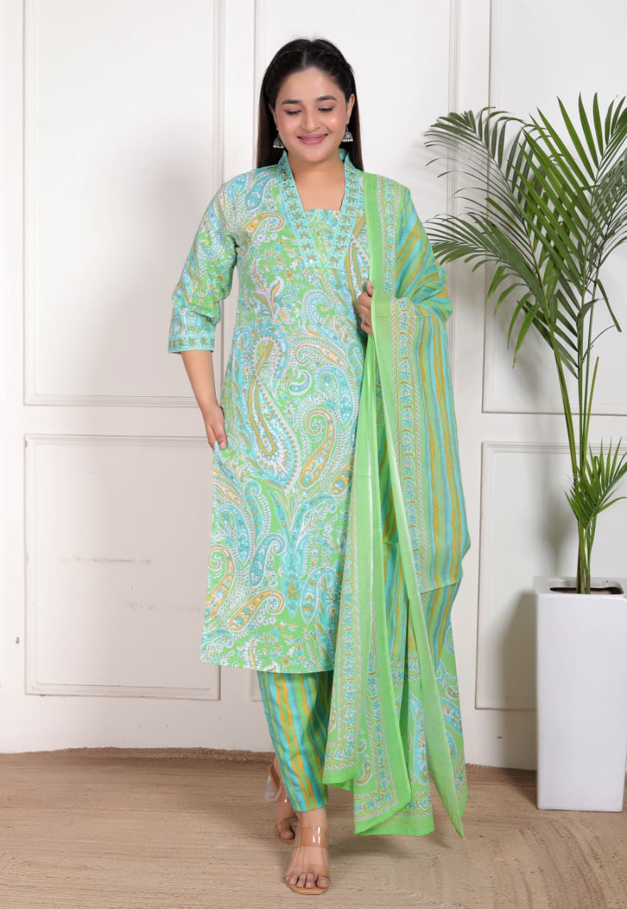 Kurti Pant Dupatta Set For Summers
