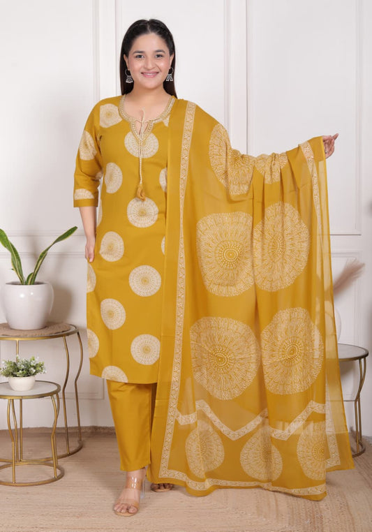 Kurti Pant Dupatta Set For Summers