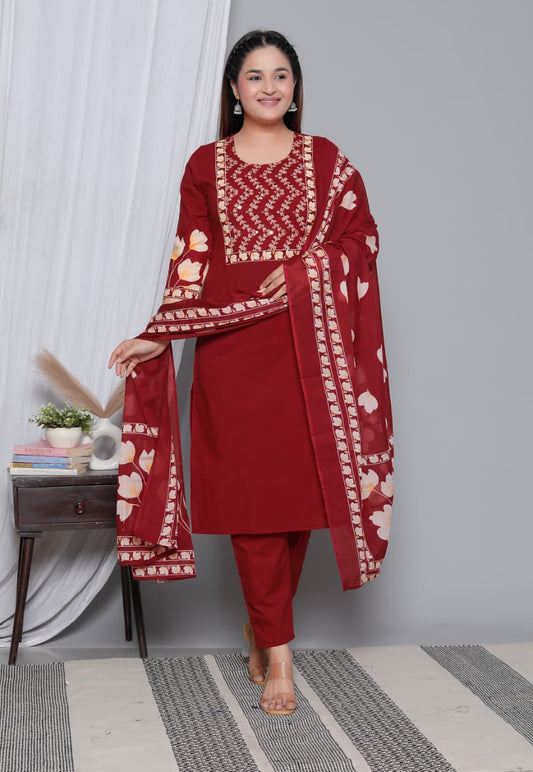 Kurti Pant Dupatta Set For Summers