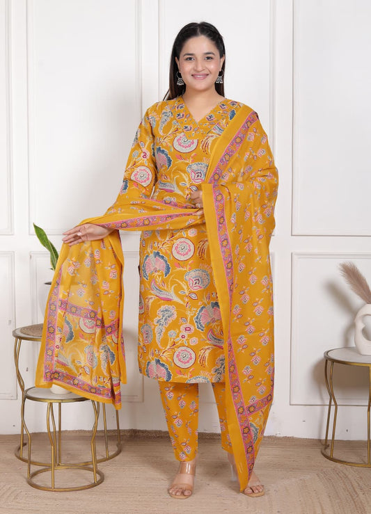 Kurti Pant Dupatta Set For Summers