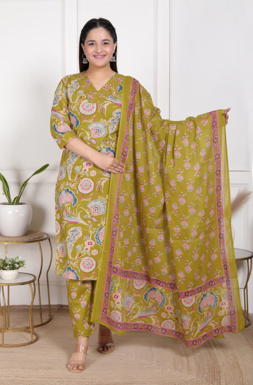 Kurti Pant Dupatta Set For Summers